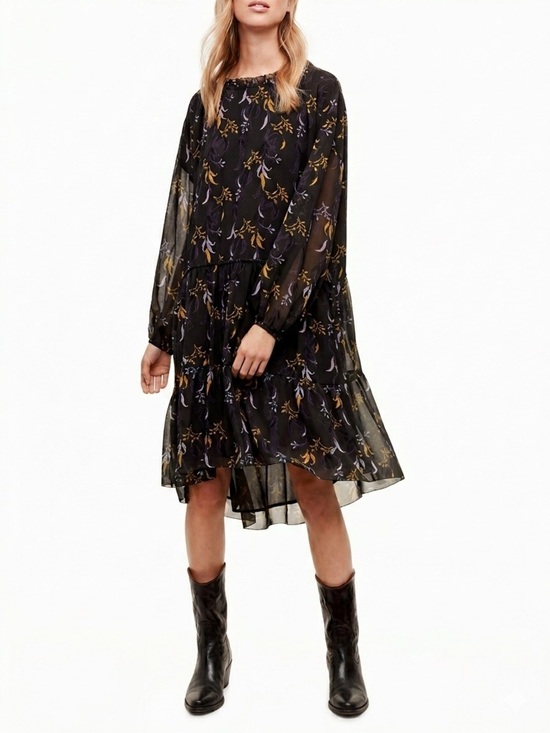 Aritzia Dresses & Skirts - Aritzia Wilfred black floral oversized Leman dress - size 2 (Medium)